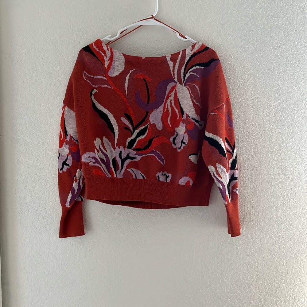 Anthropologie maeve pink floral sweater